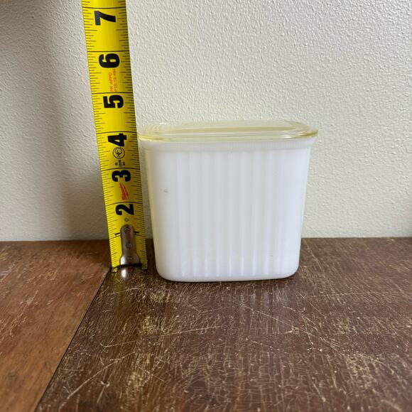 Set of 3 Hazel Atlas white milk glass Refrigerator containers with lids - Picture 11 of 13